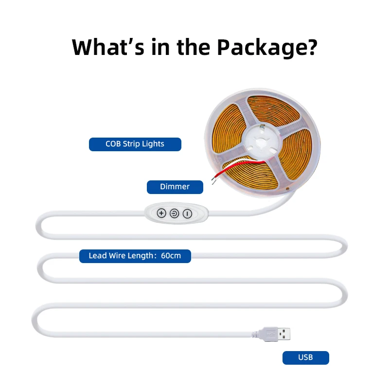 LED COB Light Strip dimmbar DC 5V USB 320 LEDs/m Warm Weiß TV Beleuchtung USB